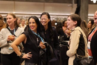AIA 2025 President Elect Evelyn Lee is pictured in a conference setting with Graciela Carrillo, AIA